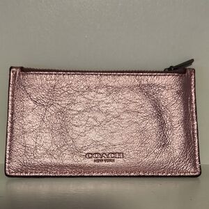 Coach Metallic Pink Leather Card Holder
